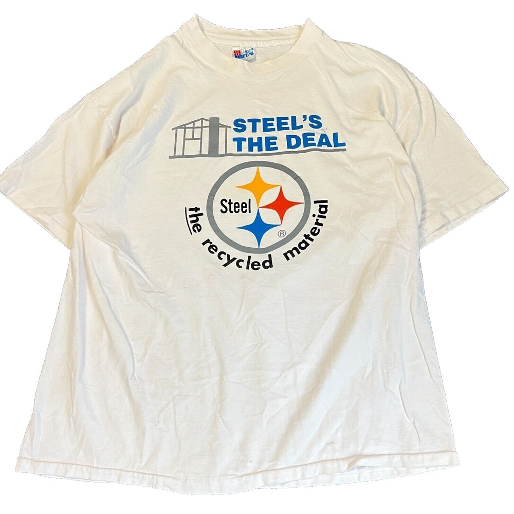 Pittsburgh Steelers Shirt Mens XL Extra Large White Short Sleeve Graphic Print